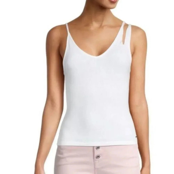 NWOT WOMENS PHILANTHROPY “MAY” WHITE CUTOUT KNIT TANK SIZE MEDIUM - Picture 1 of 8